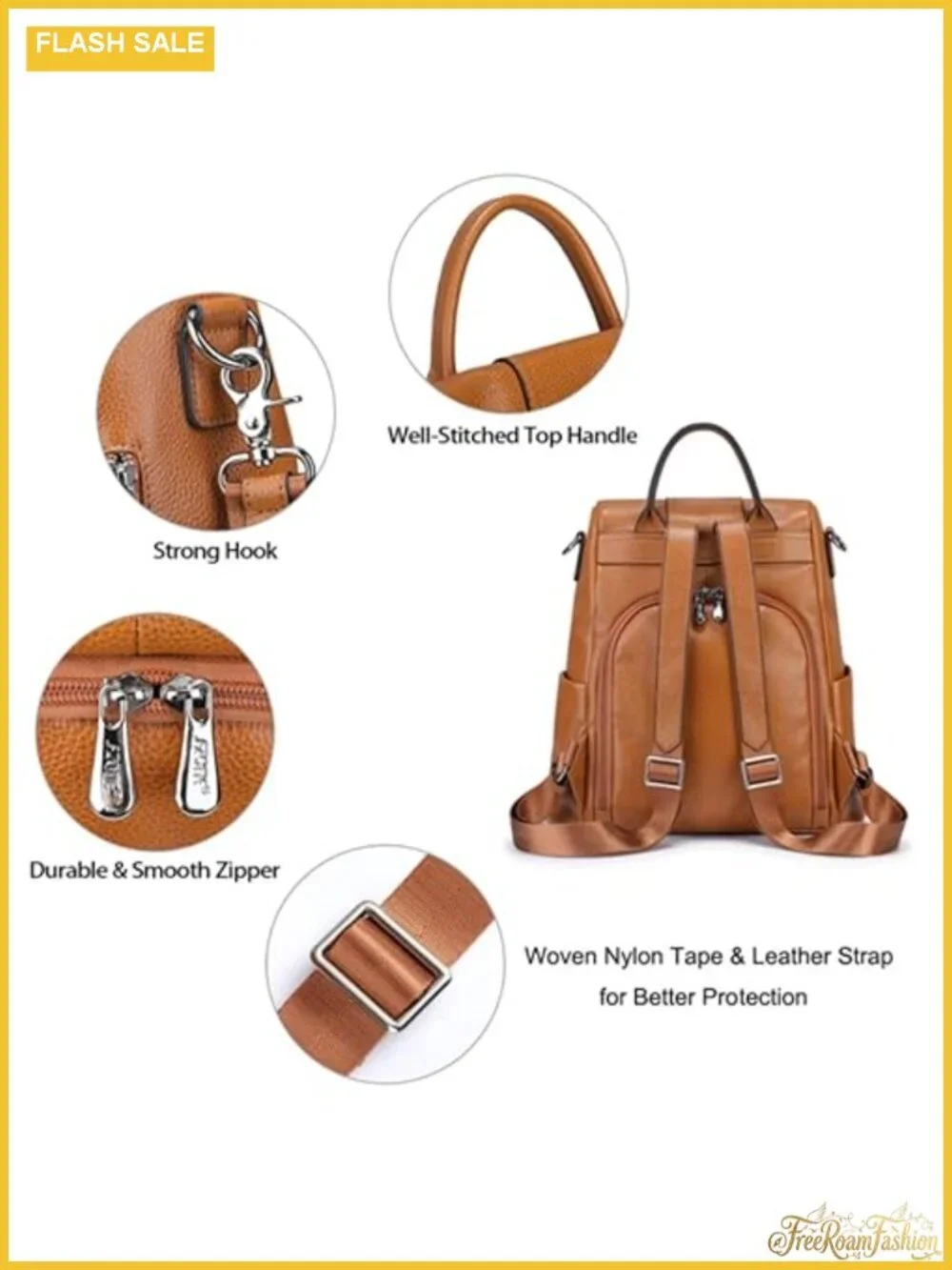Genuine Leather Backpack Purse for Women Anti-Theft Rucksack with Tablet Pocket